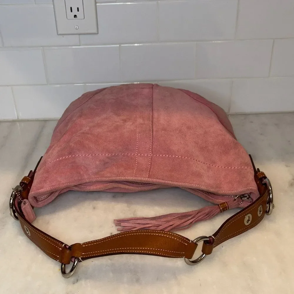 COACH Bag Purse Handbag Soho Y2K Vintage Legacy Suede Leather Pink Hobo Shoulder